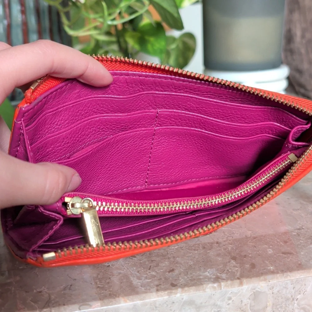 LIKE NEW Tory Burch Orange & Purple Wallet - Picture 8 of 11